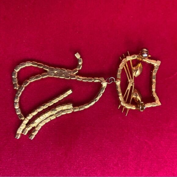 Rinestone kitty cat green eyes missing pin - Picture 3 of 4